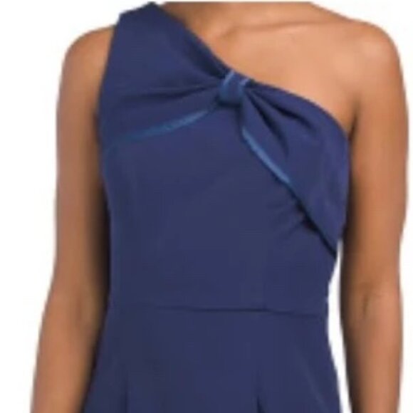 NWT JS Collection Lilah Bow Detail One-Shoulder Mermaid Gown maxi Blue Size 12 - Picture 7 of 9